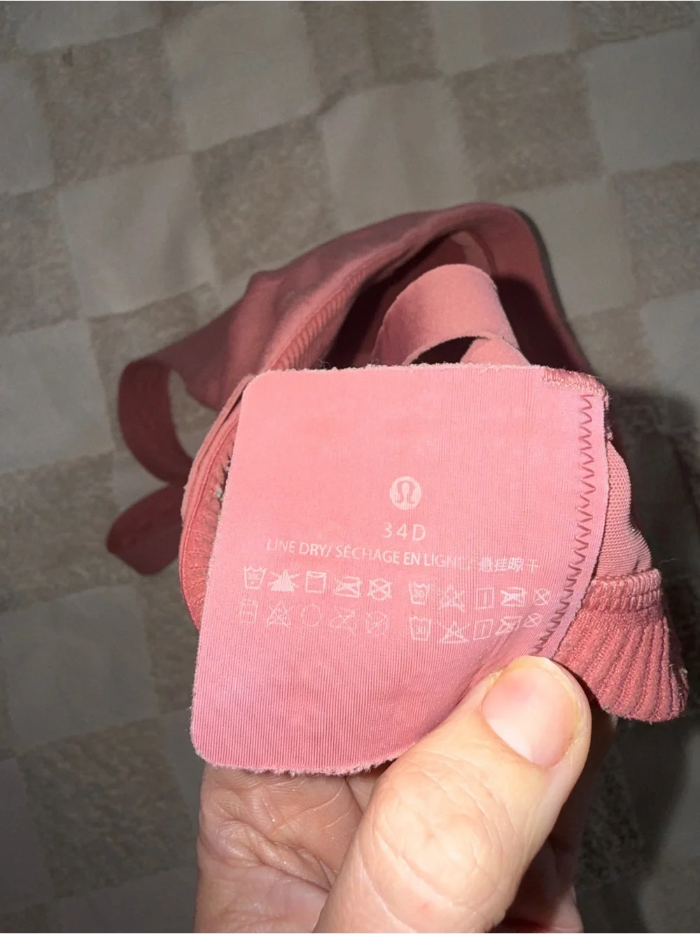 Lululemon AirSupport Bra 34D Mauve Pink High Support Racerback Sports Bra